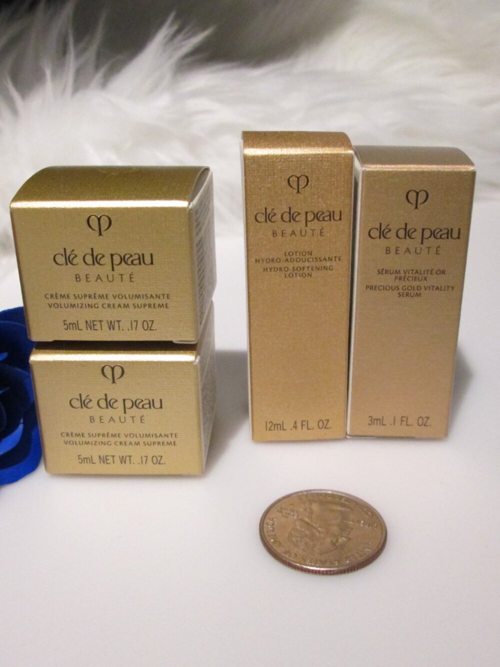 CLE DE PEAU beaute mini's for volume serum,lotion creme x 4 NIB